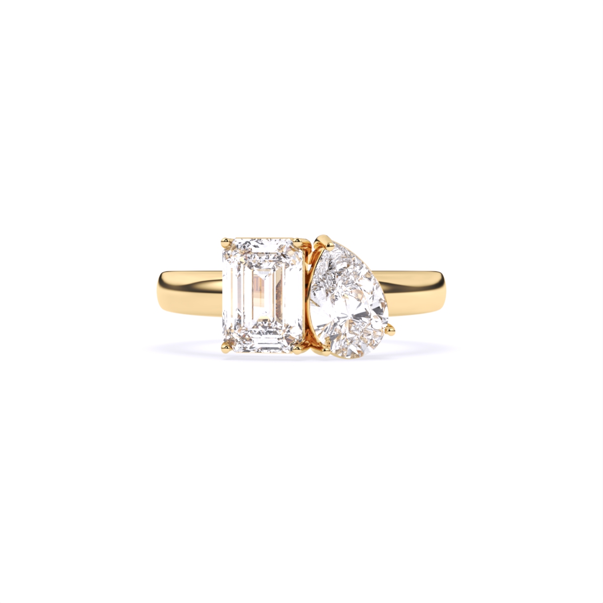 Pear & Emerald Toi Et Moi Engagement Ring