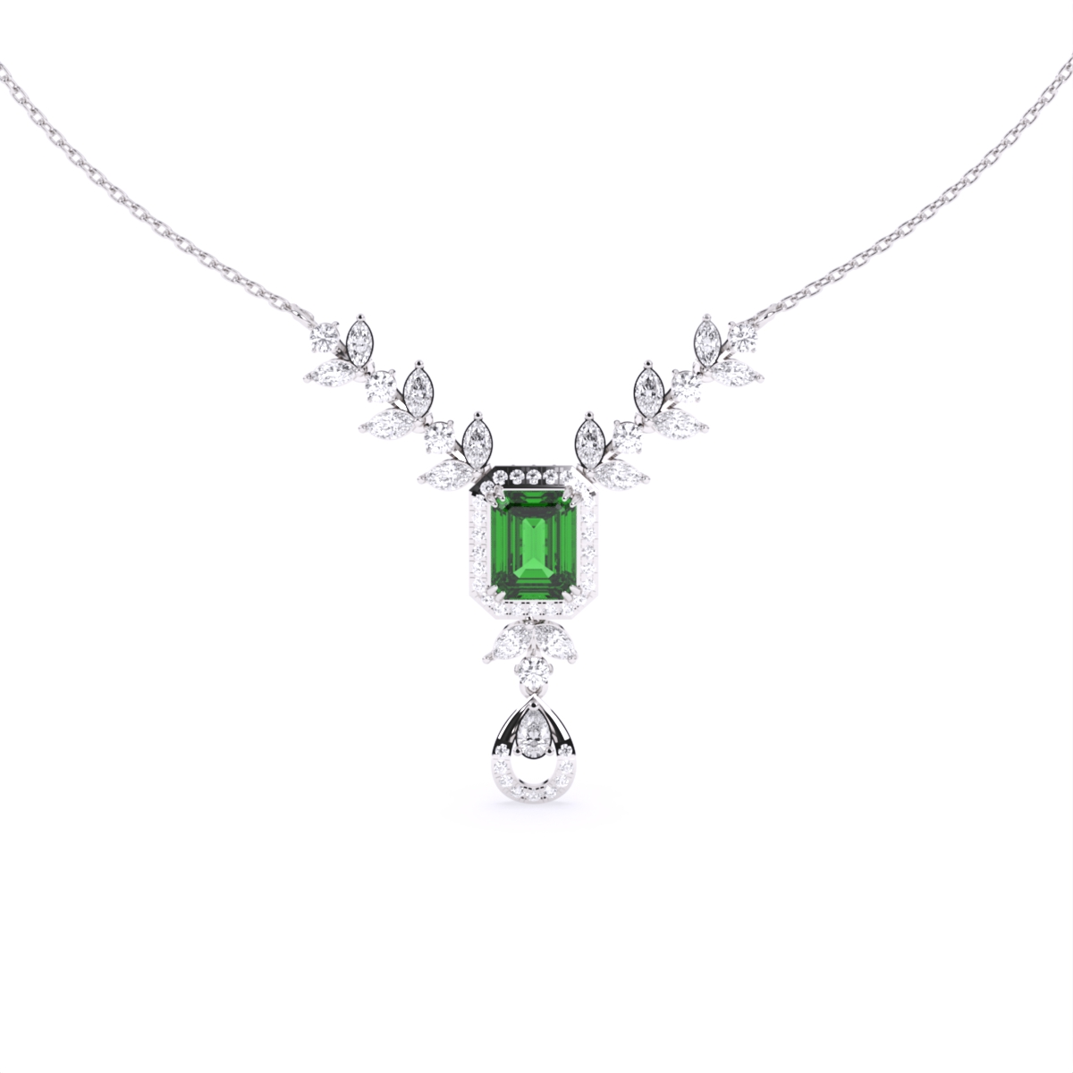 Emerald Elegance Gold Lab Diamond Necklace