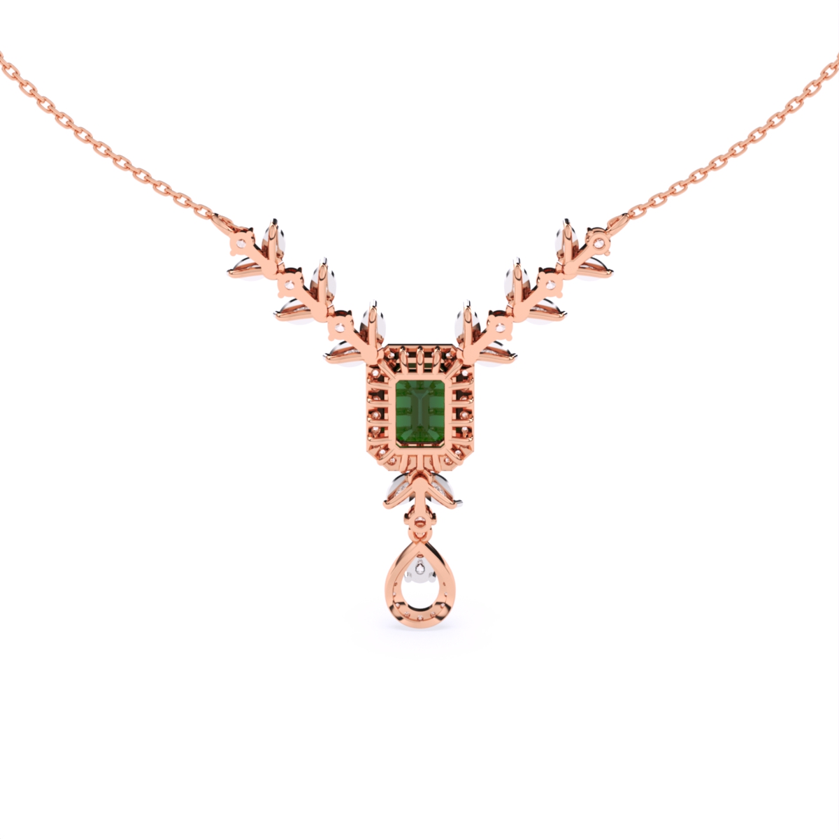 Emerald Elegance Gold Lab Diamond Necklace