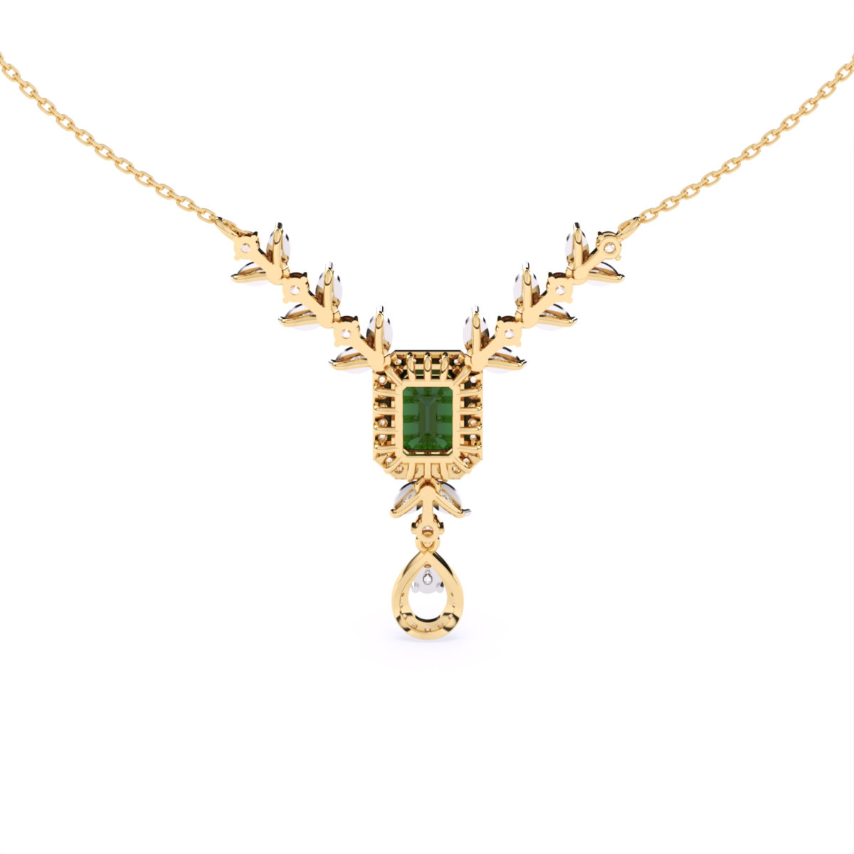Emerald Elegance Gold Lab Diamond Necklace