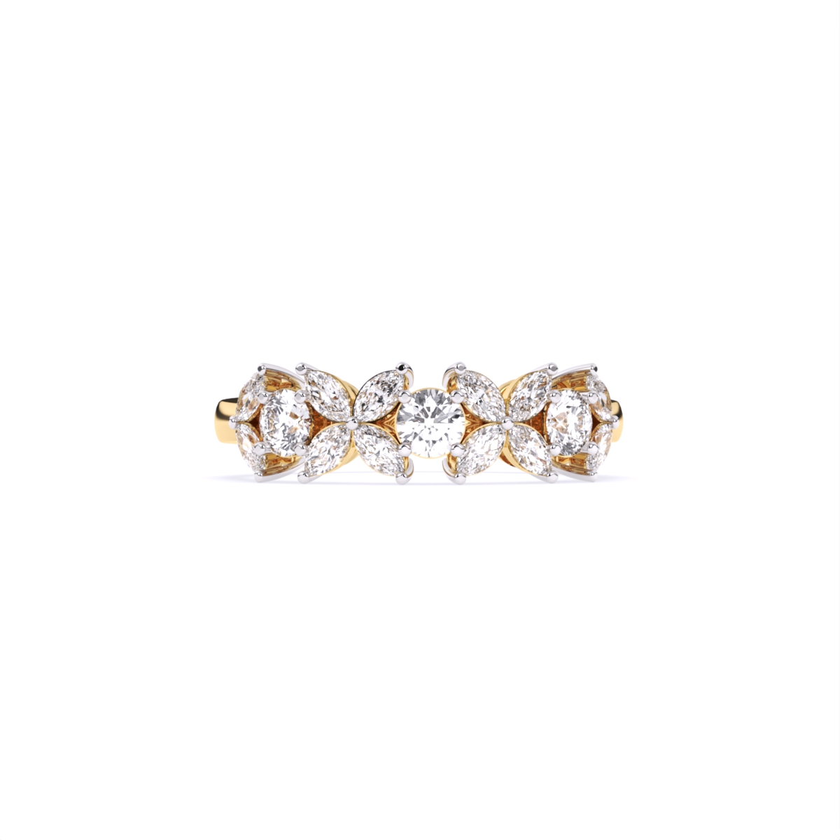 Marquise & Round Floral Lab Grown Diamond Ring