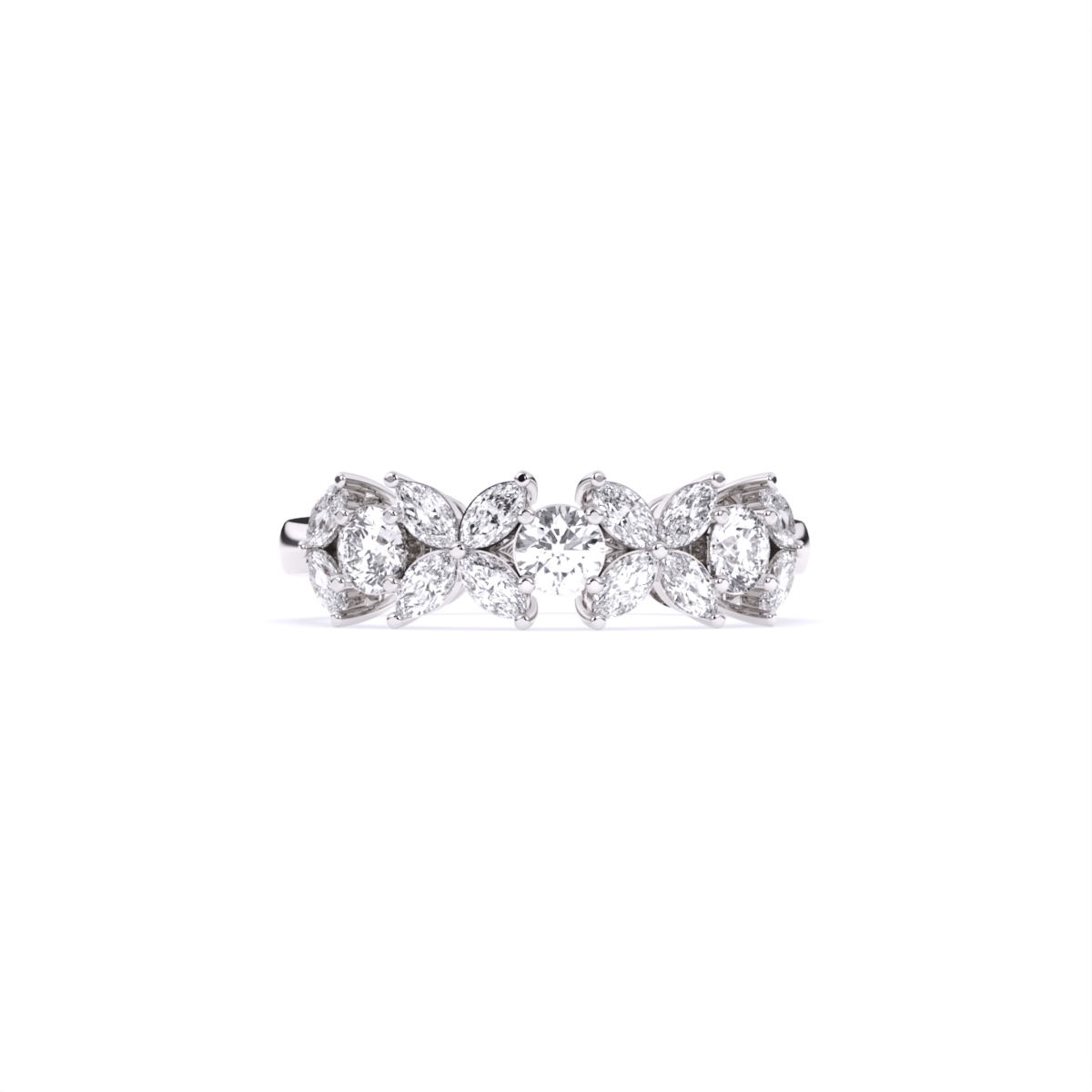 Marquise & Round Floral Lab Grown Diamond Ring