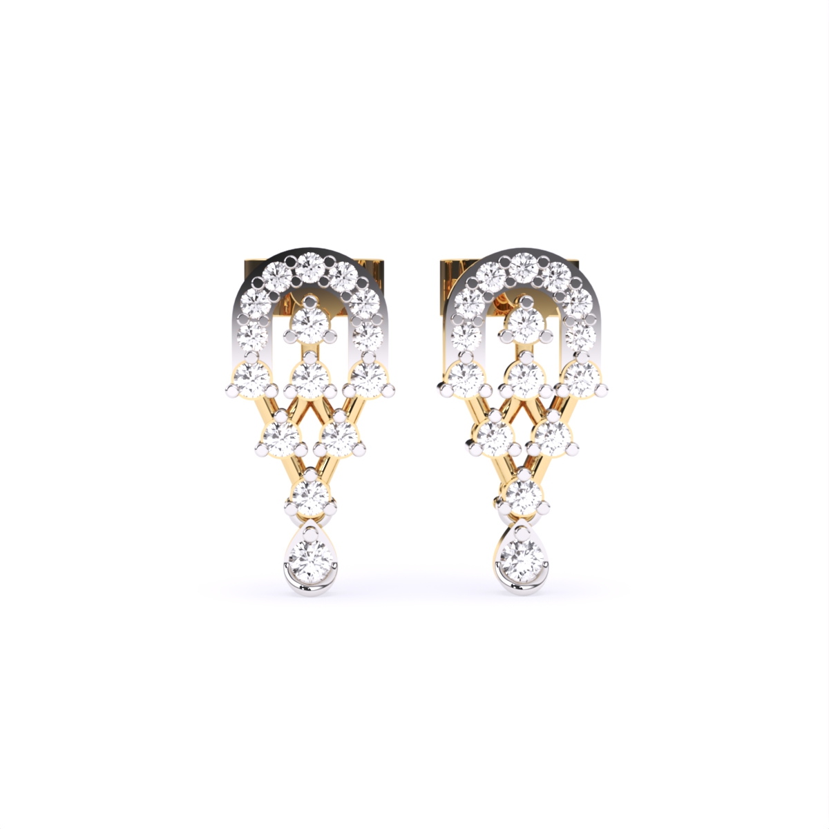 Round Two-Tone Lab Grown Diamond Earrings