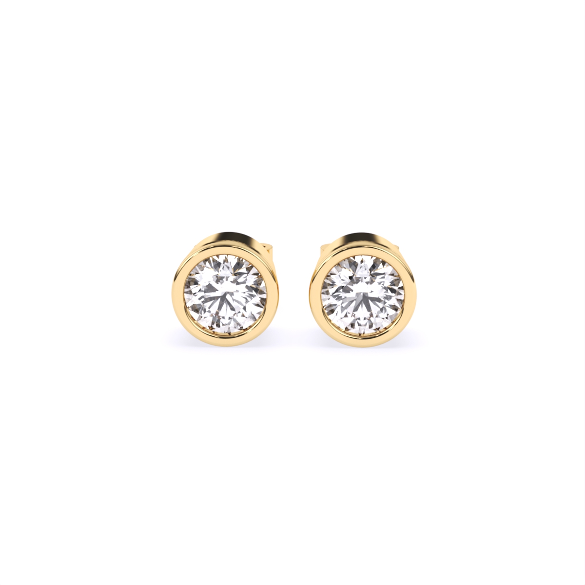 Round Bezel Setting Solitaire Diamond Earrings