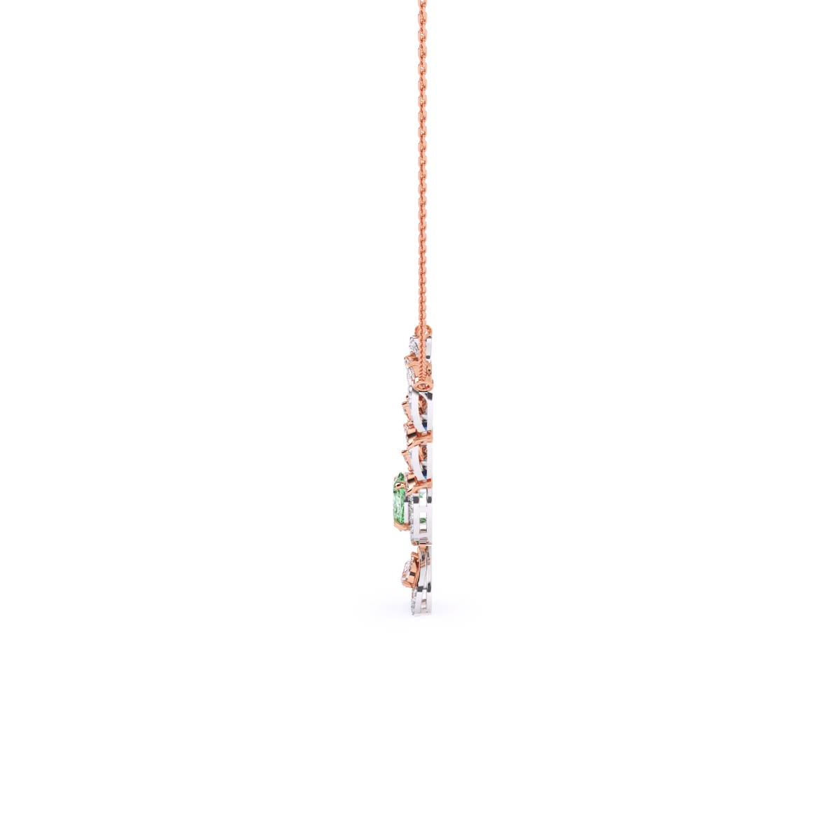 Luxury Green Gemstone and Lab Diamond Designer Necklace