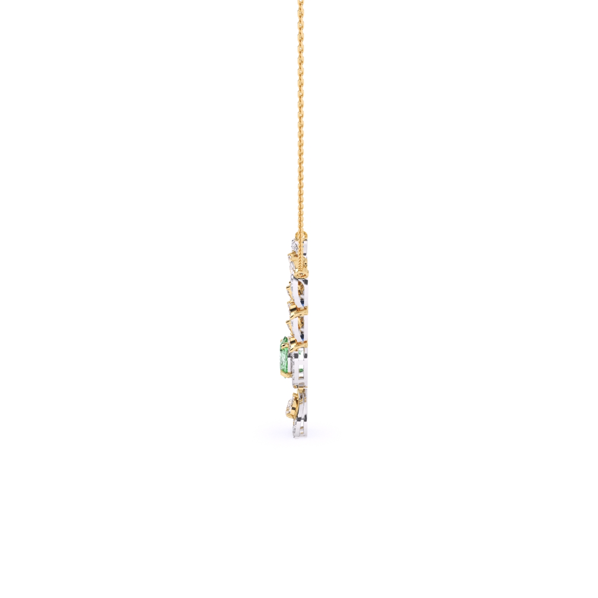 Luxury Green Gemstone and Lab Diamond Designer Necklace