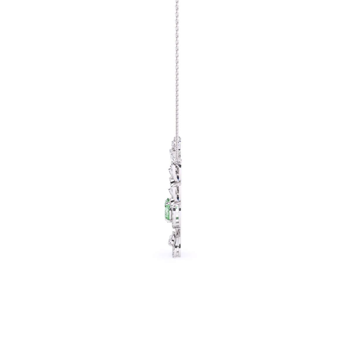 Luxury Green Gemstone and Lab Diamond Designer Necklace