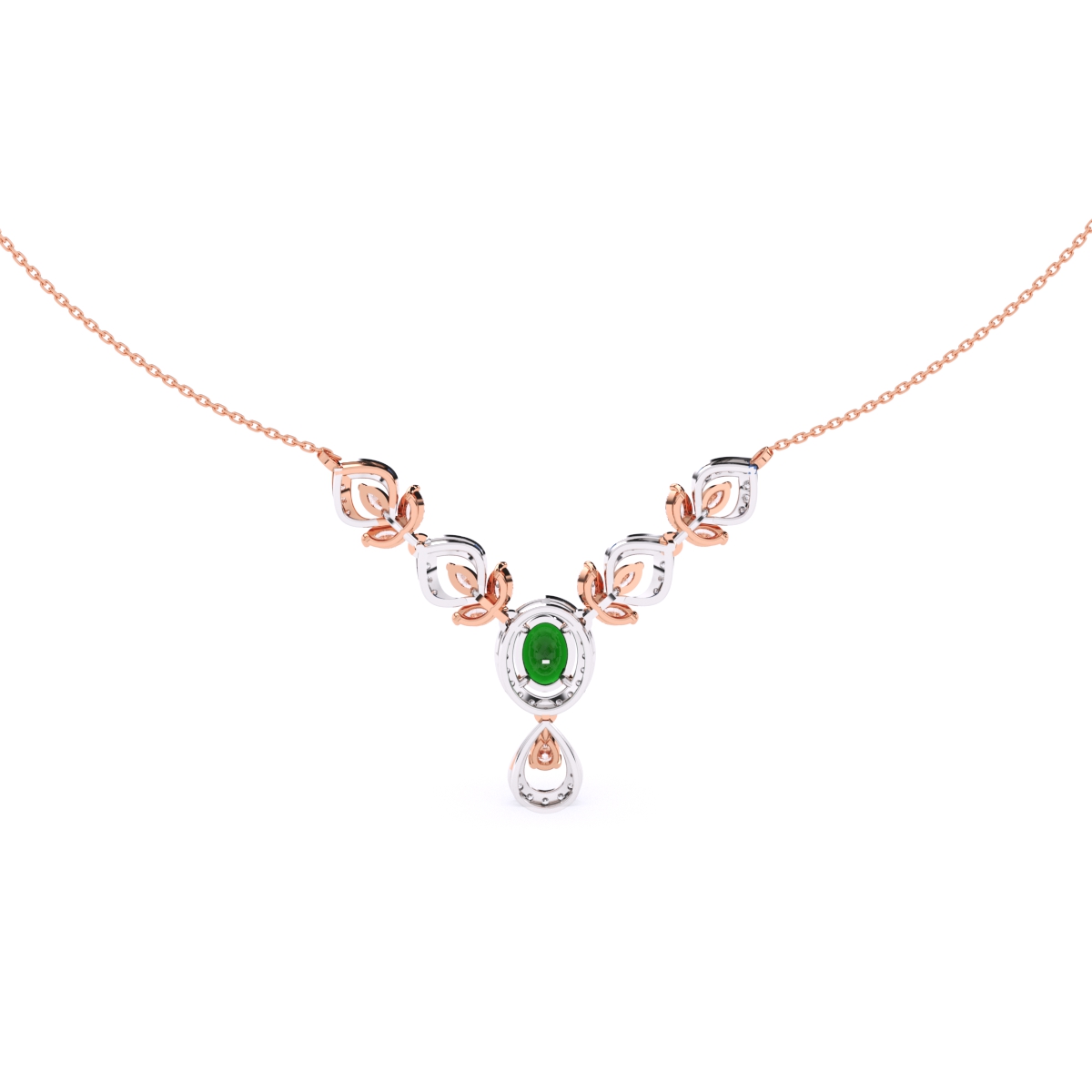 Luxury Green Gemstone and Lab Diamond Designer Necklace