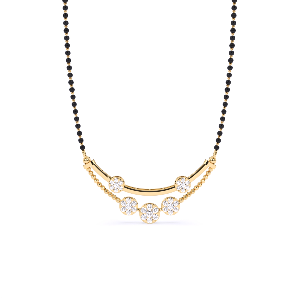 Elegant Lab Grown Diamond Mangalsutra with Black Beads