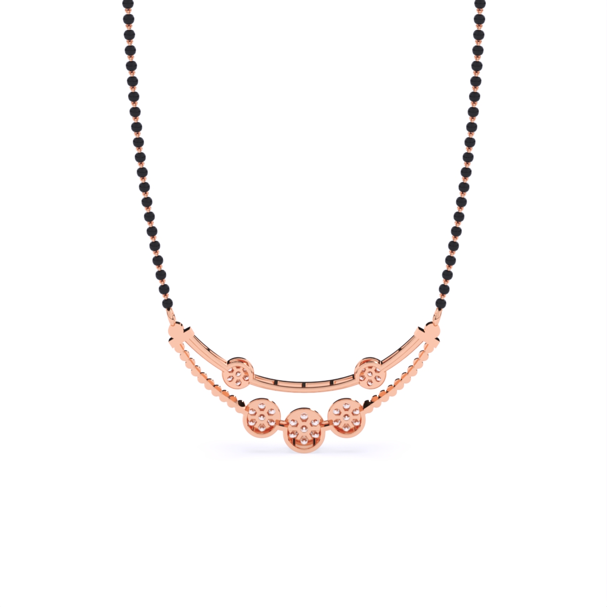 Elegant Lab Grown Diamond Mangalsutra with Black Beads