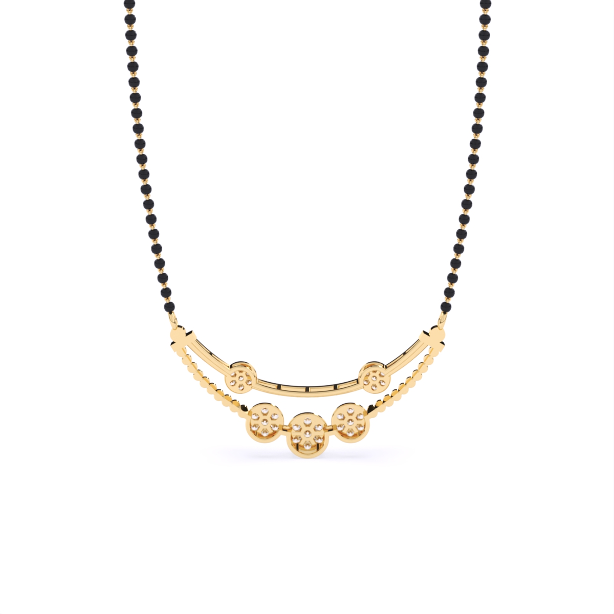 Elegant Lab Grown Diamond Mangalsutra with Black Beads