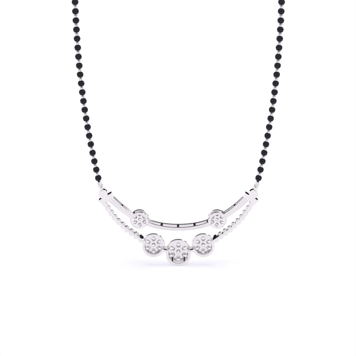 Elegant Lab Grown Diamond Mangalsutra with Black Beads
