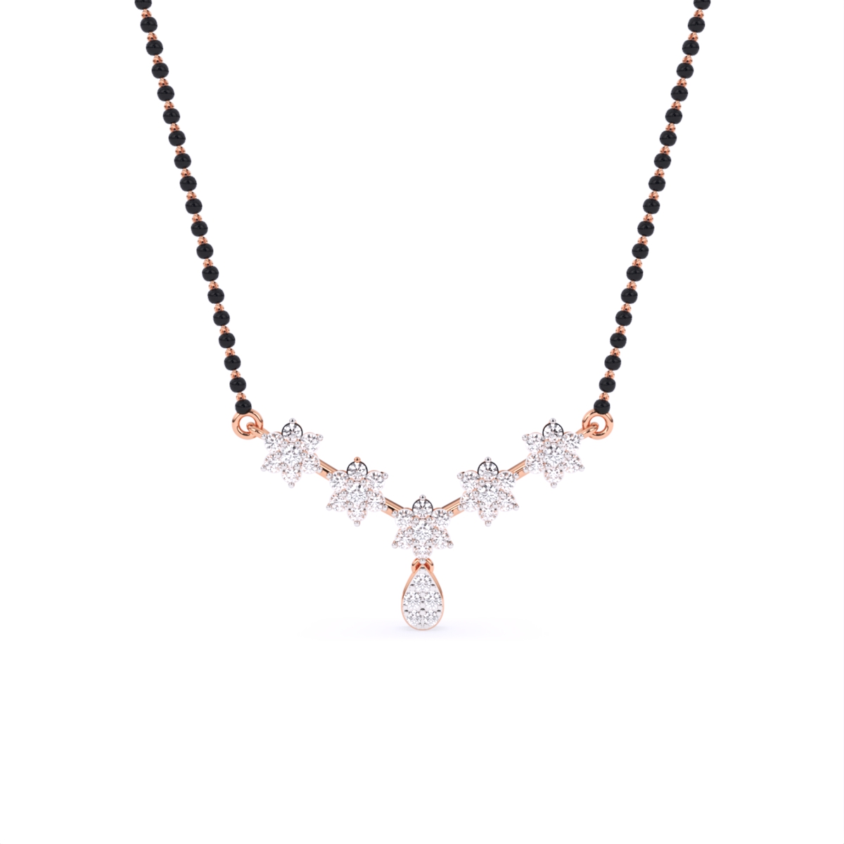 Dangling Flower Style Lab Diamond Mangalsutra