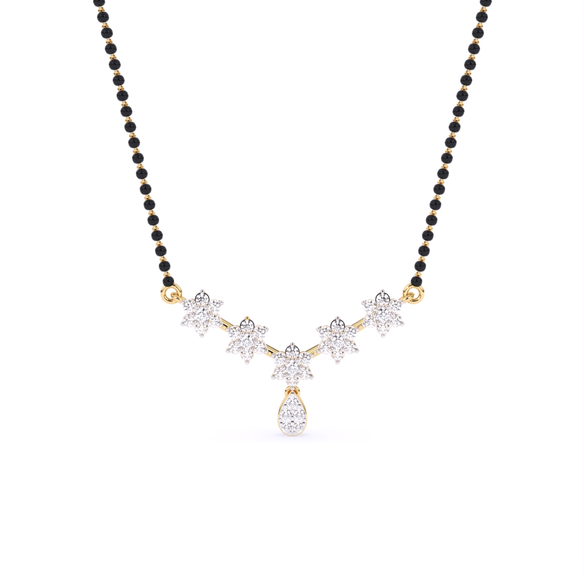 Dangling Flower Style Lab Diamond Mangalsutra
