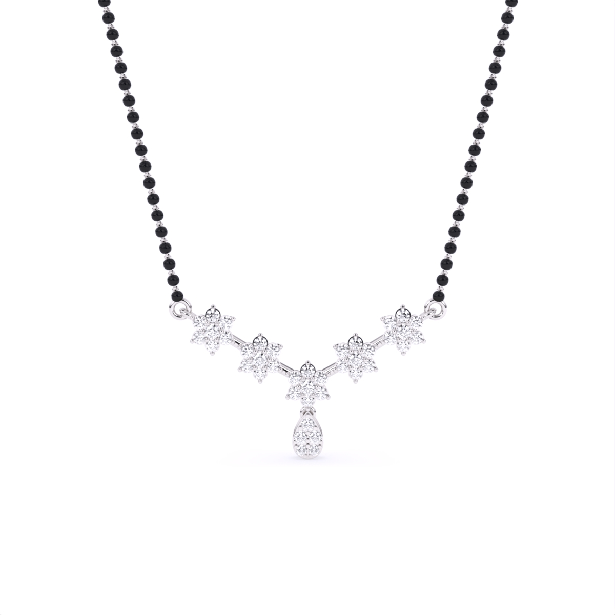 Dangling Flower Style Lab Diamond Mangalsutra