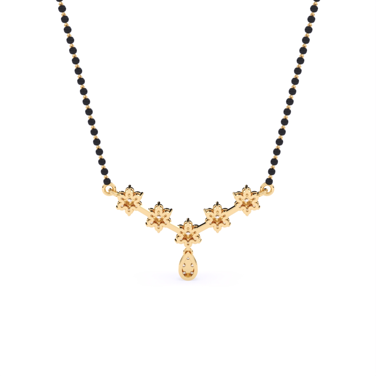 Dangling Flower Style Lab Diamond Mangalsutra
