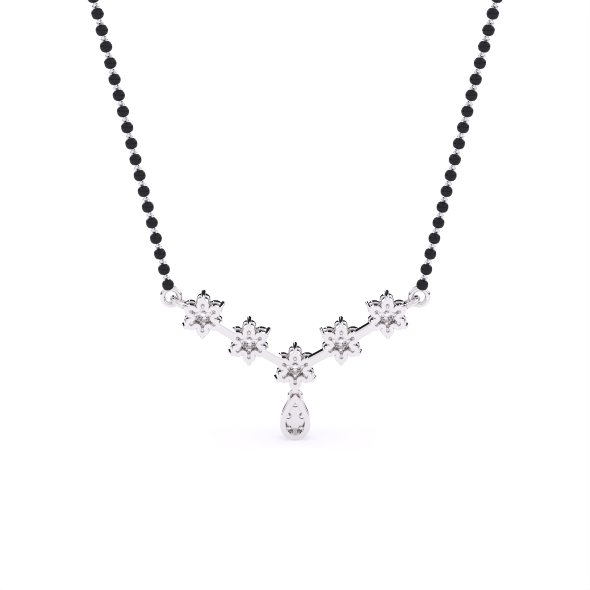 Dangling Flower Style Lab Diamond Mangalsutra