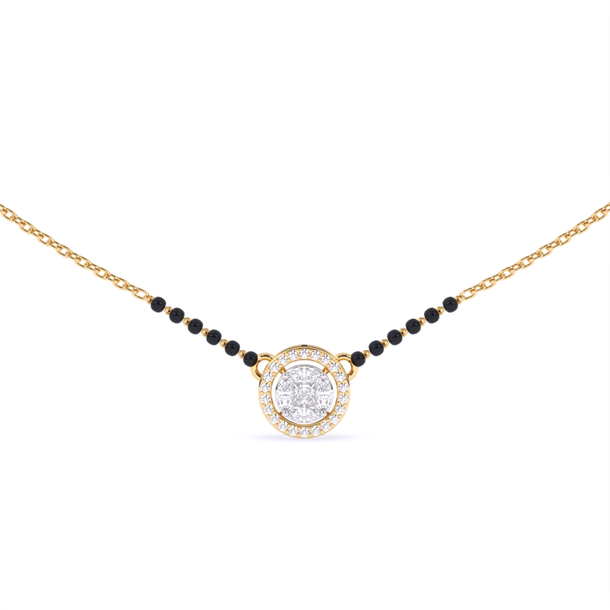 Round Halo Lab Diamond Mangalsutra