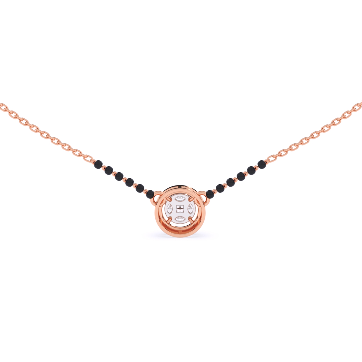 Round Halo Lab Diamond Mangalsutra