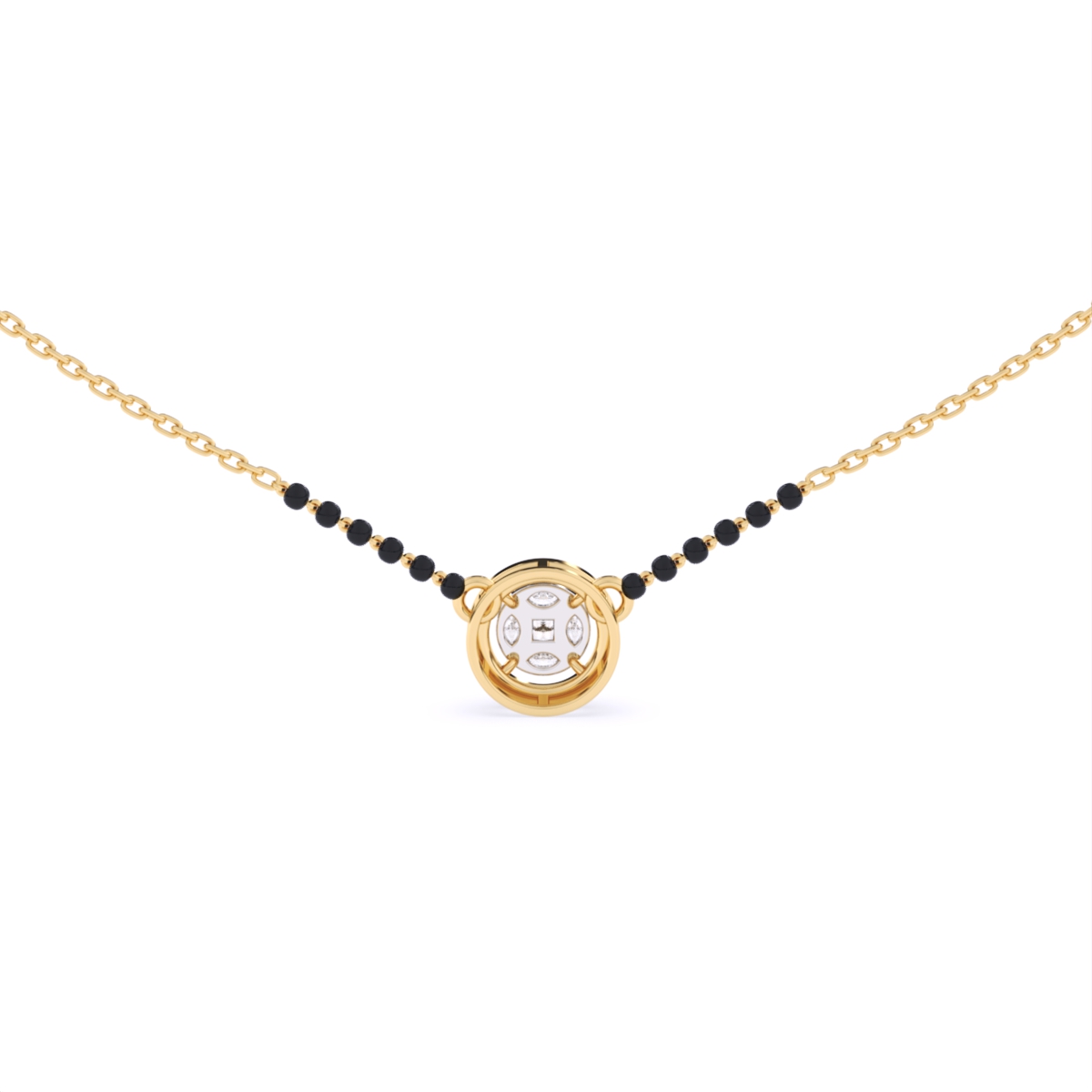 Round Halo Lab Diamond Mangalsutra