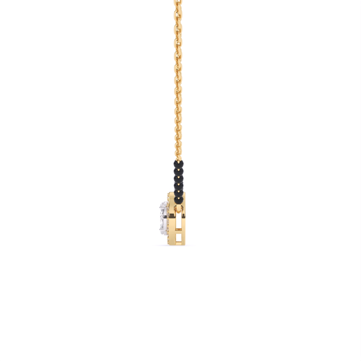 Round Halo Lab Diamond Mangalsutra