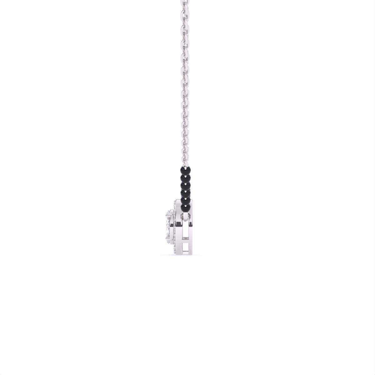 Round Halo Lab Diamond Mangalsutra