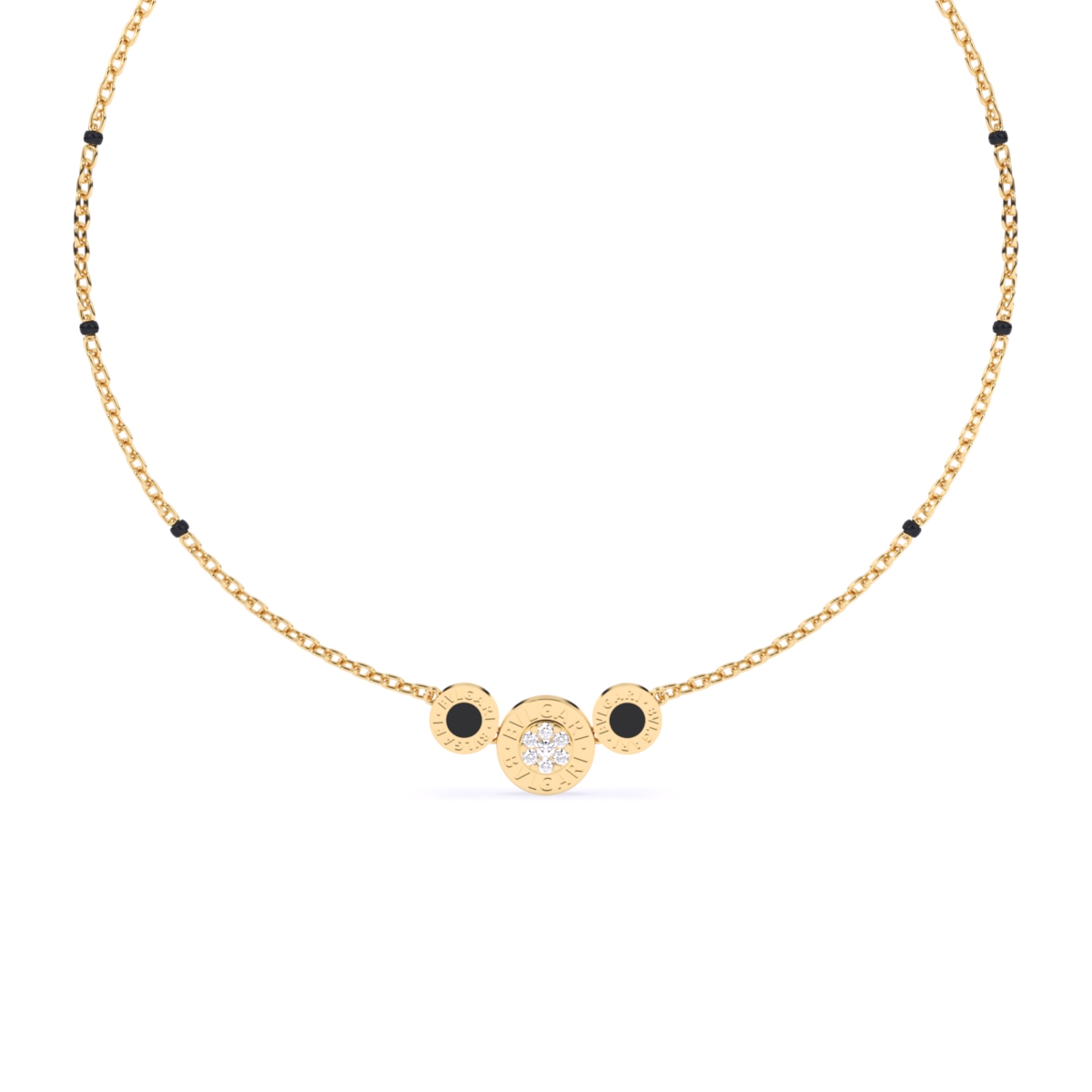 Lab Diamond Mangalsutra with Black Enamel Accents