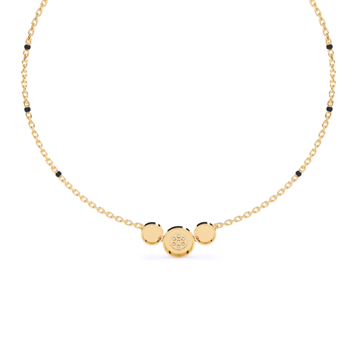 Lab Diamond Mangalsutra with Black Enamel Accents