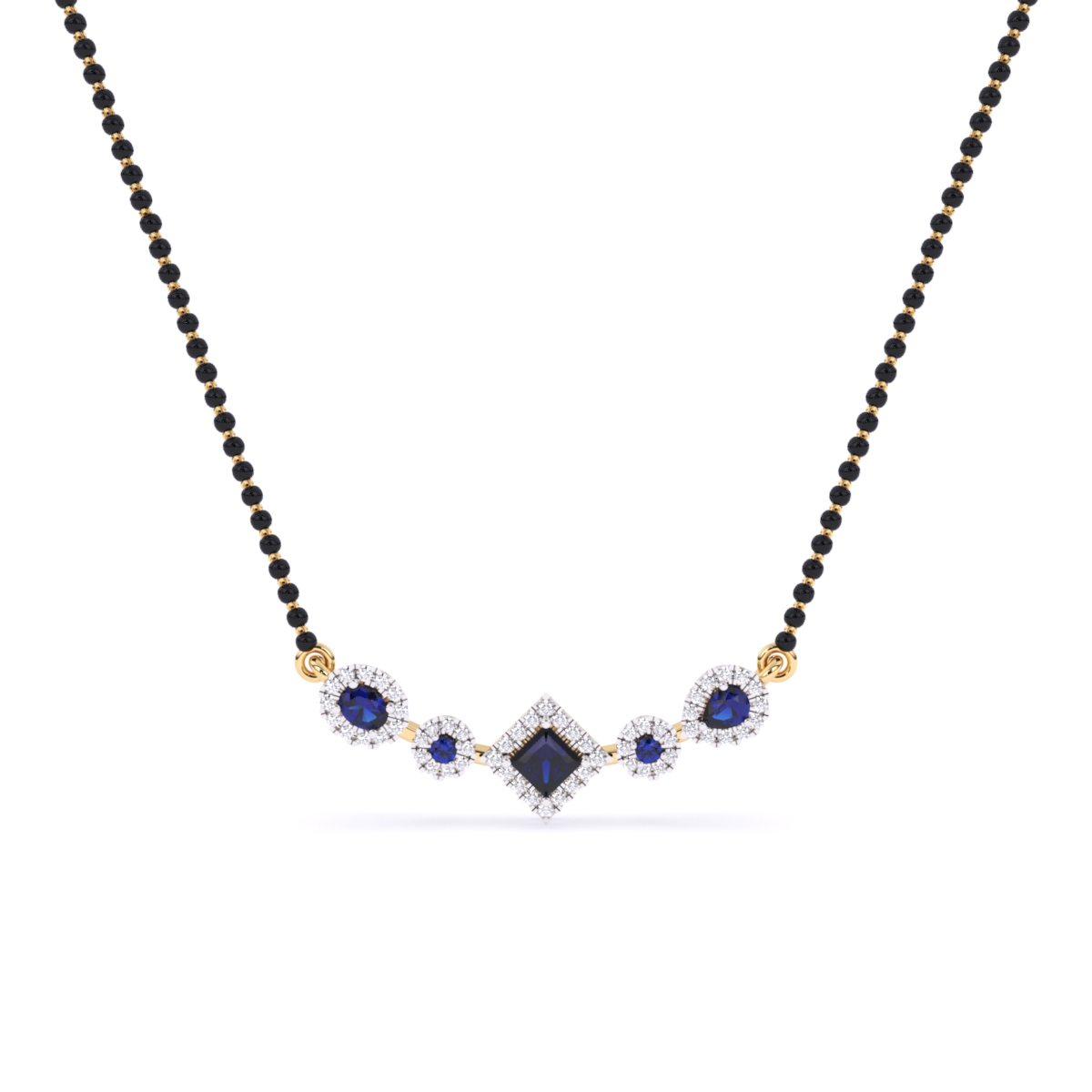 Royal Blue Sapphire and Lab Diamond Mangalsutra