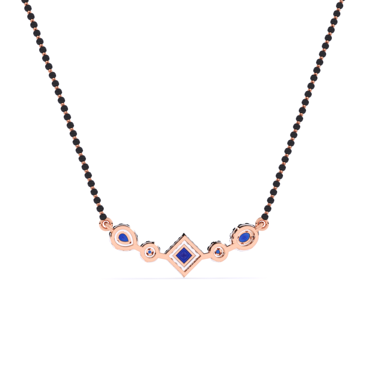 Royal Blue Sapphire and Lab Diamond Mangalsutra