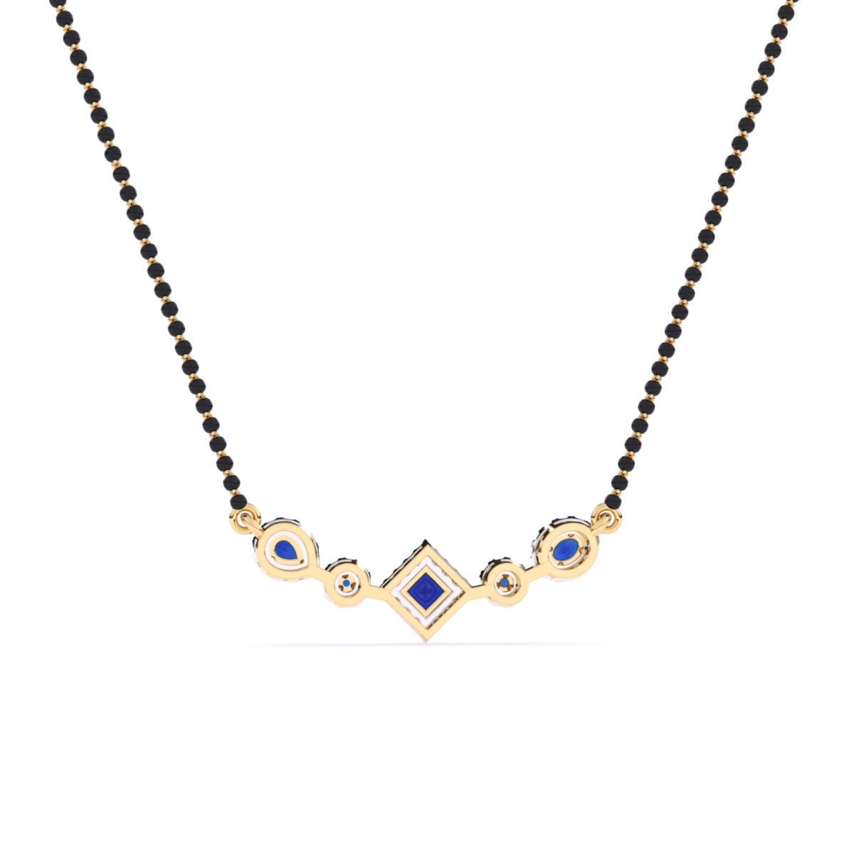 Royal Blue Sapphire and Lab Diamond Mangalsutra