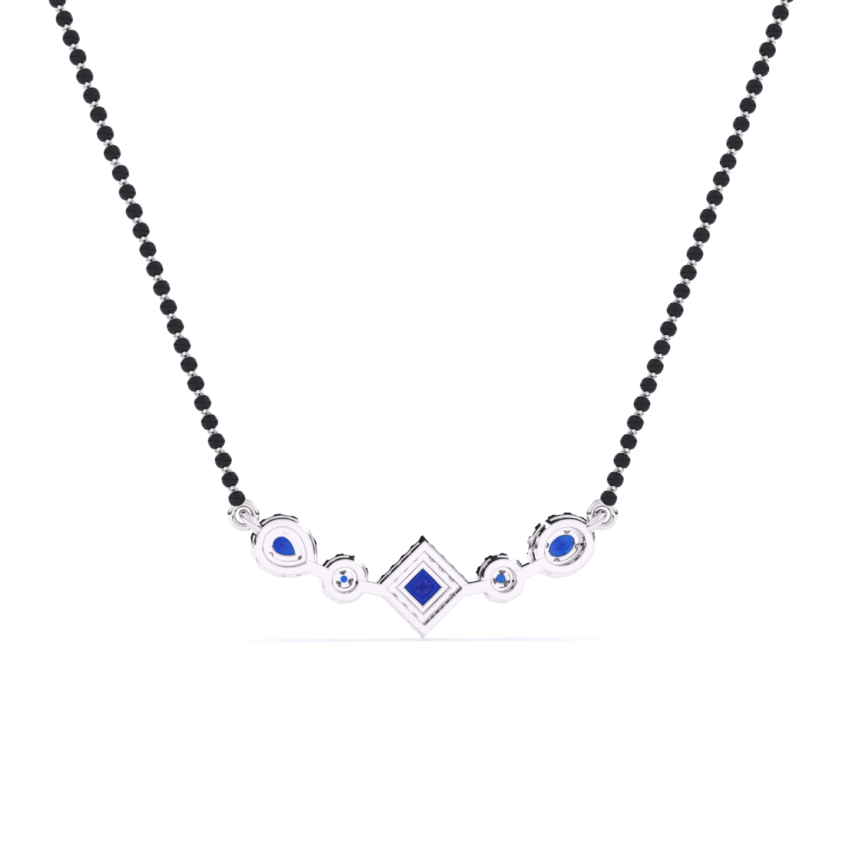 Royal Blue Sapphire and Lab Diamond Mangalsutra