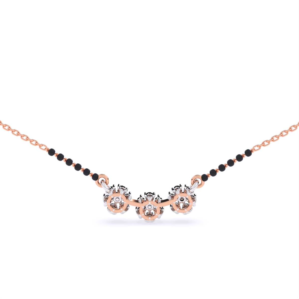 Triple-Flower Lab-Grown Diamond Mangalsutra