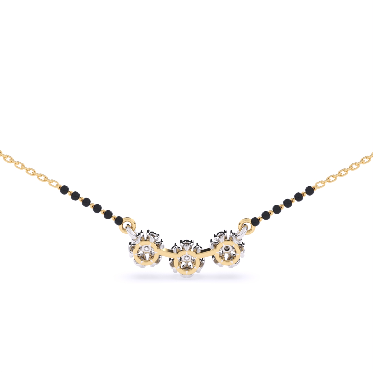 Triple-Flower Lab-Grown Diamond Mangalsutra