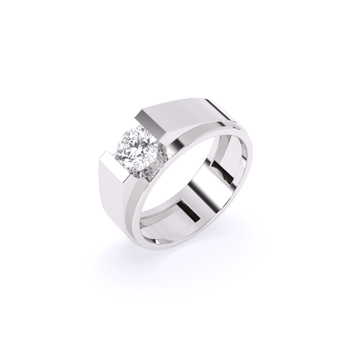 Round Cut Lab Grown Diamond Men's Band Ring