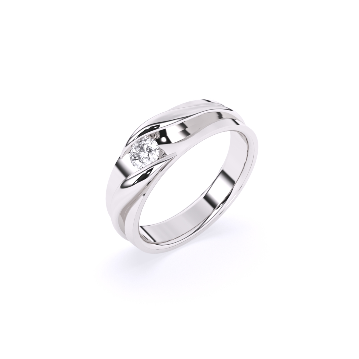 Solitaire Lab Grown Diamond Men's Band