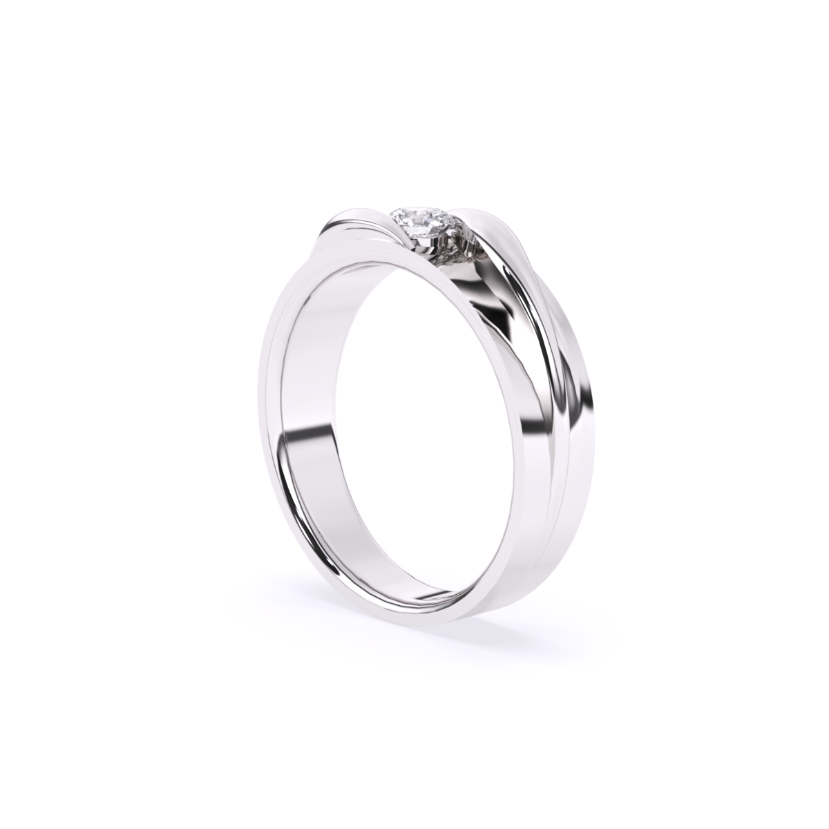 Solitaire Lab Grown Diamond Men's Band