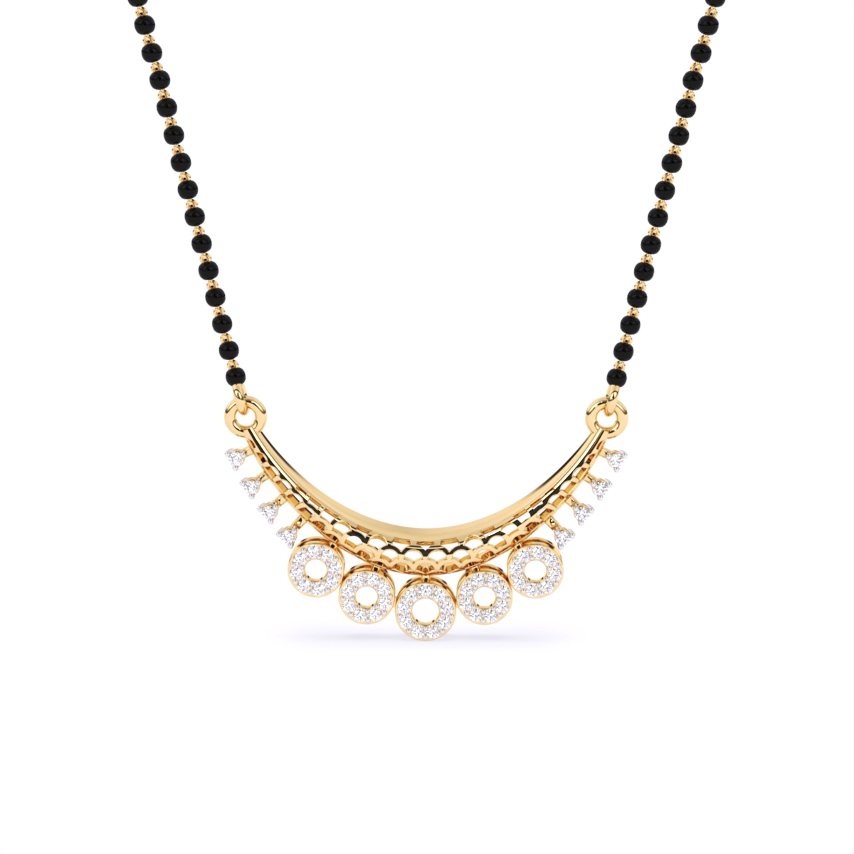 Gold Mangalsutra with Five Dazzling Circular Charms