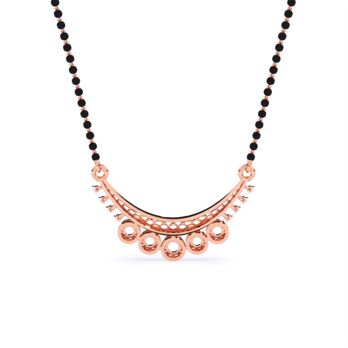 Gold Mangalsutra with Five Dazzling Circular Charms