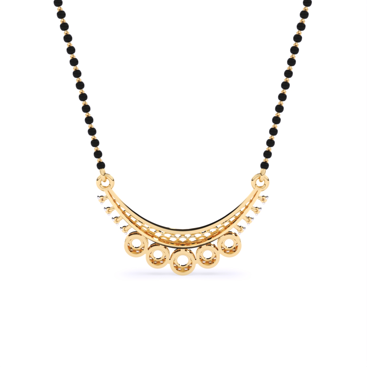 Gold Mangalsutra with Five Dazzling Circular Charms