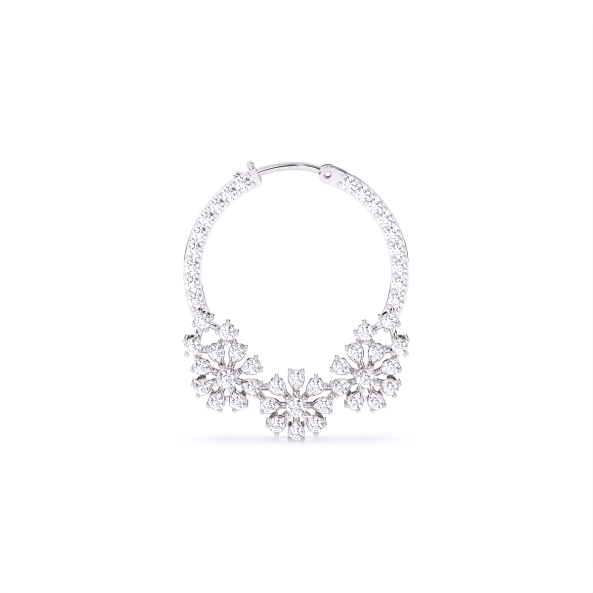 Floral Design Gold Lab Diamond Hoop Nose Ring