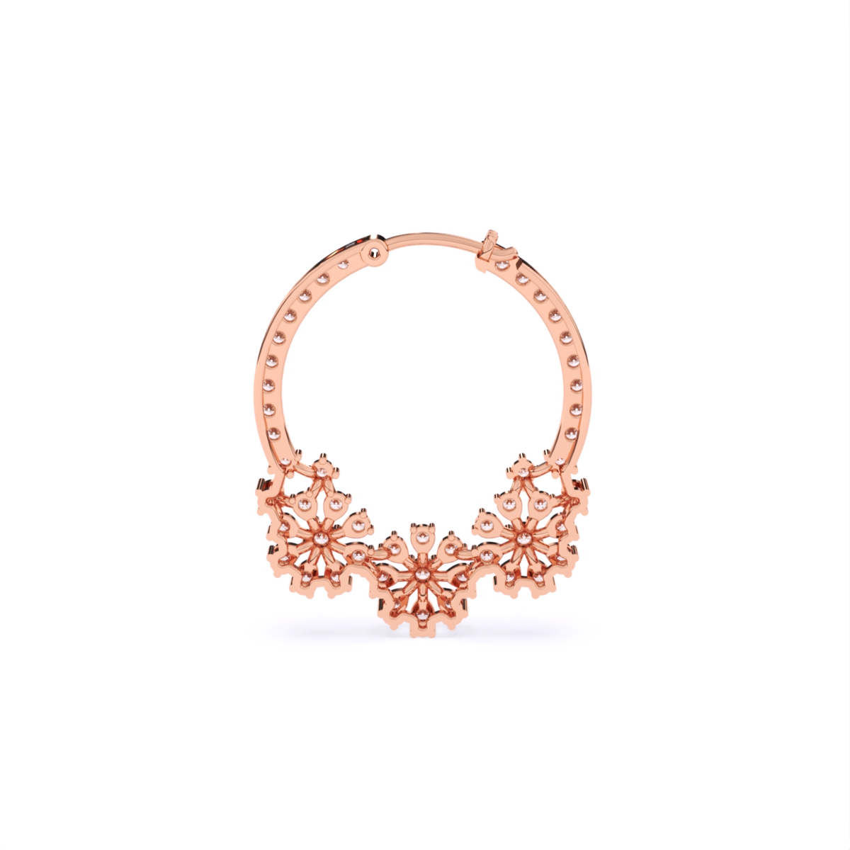 Floral Design Gold Lab Diamond Hoop Nose Ring