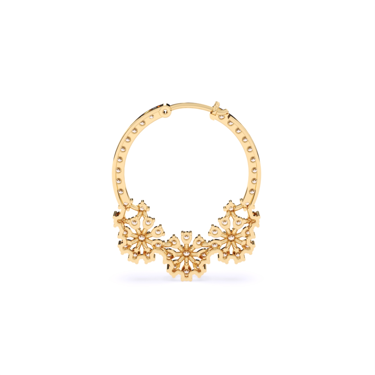 Floral Design Gold Lab Diamond Hoop Nose Ring