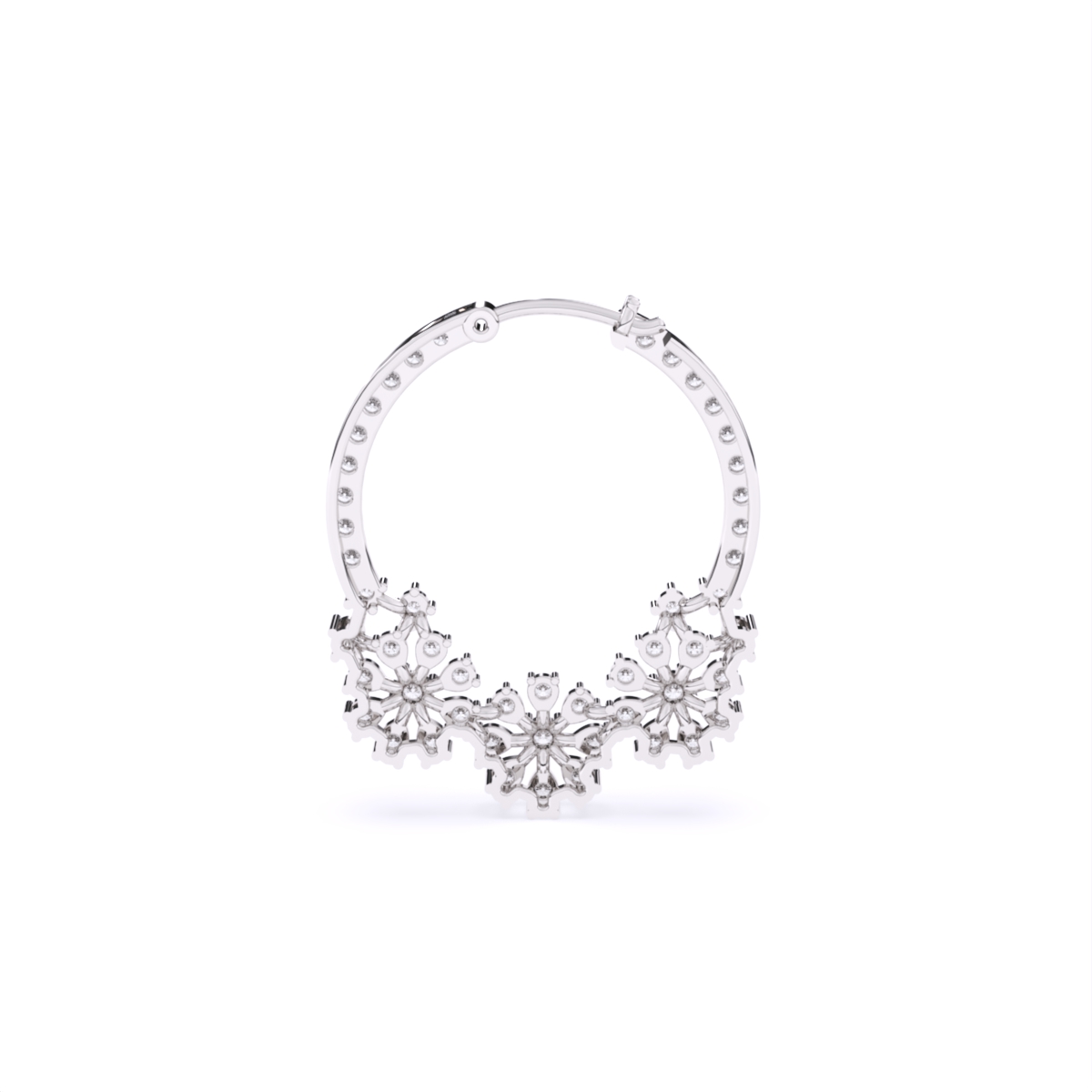 Floral Design Gold Lab Diamond Hoop Nose Ring
