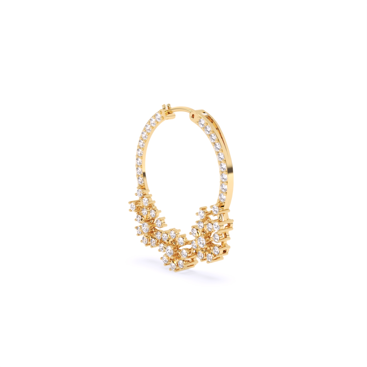 Floral Design Gold Lab Diamond Hoop Nose Ring