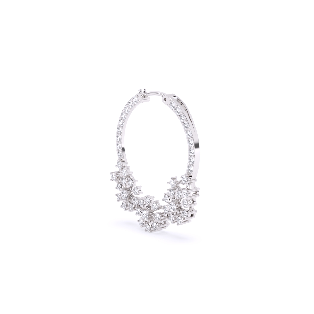 Floral Design Gold Lab Diamond Hoop Nose Ring