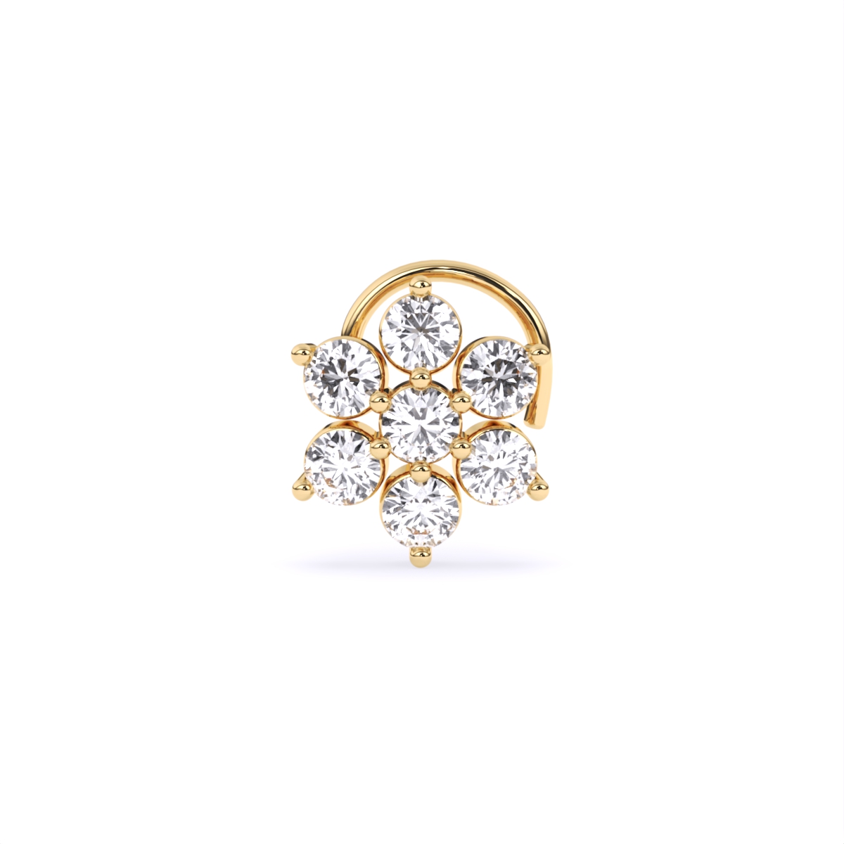 Round Flower Style Lab Grown Diamond Nose Pin