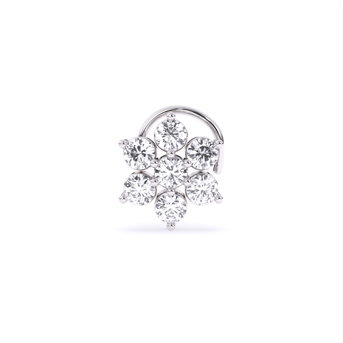Round Flower Style Lab Grown Diamond Nose Pin