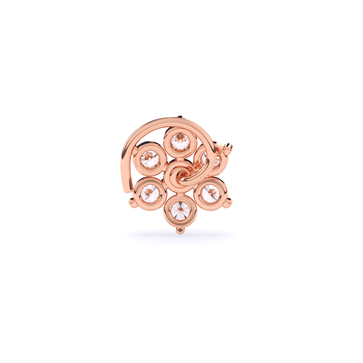 Round Flower Style Lab Grown Diamond Nose Pin