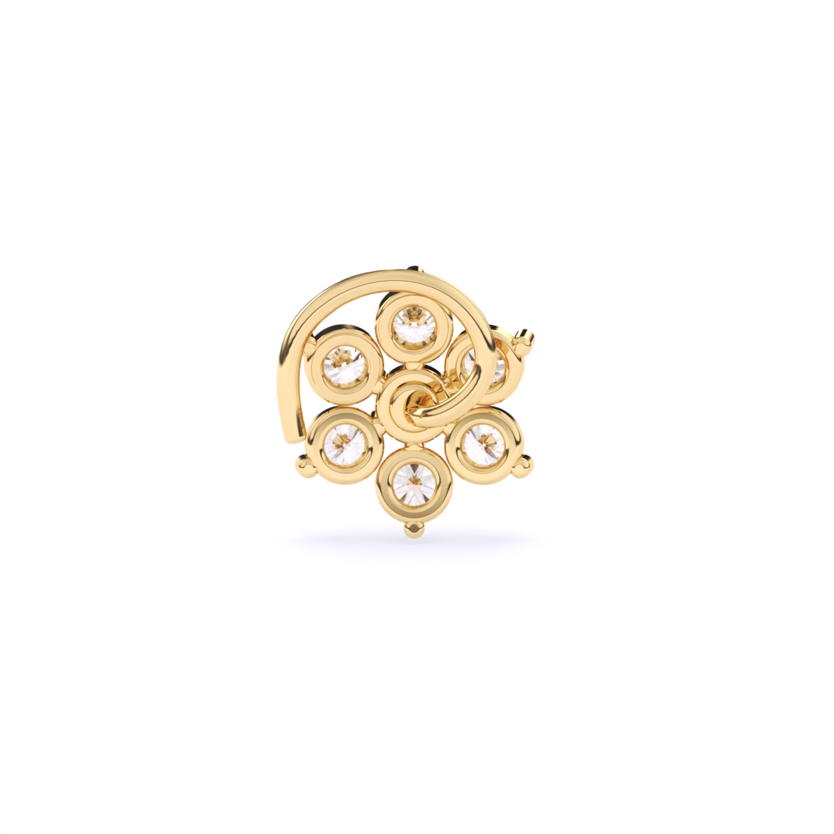 Round Flower Style Lab Grown Diamond Nose Pin
